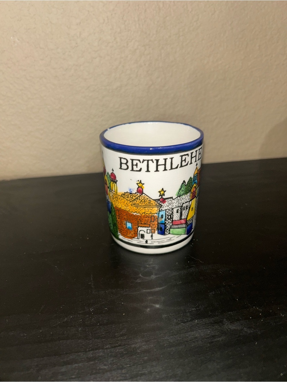 Bethlehem Ceramic Mug Ancient City hand painted Vintage